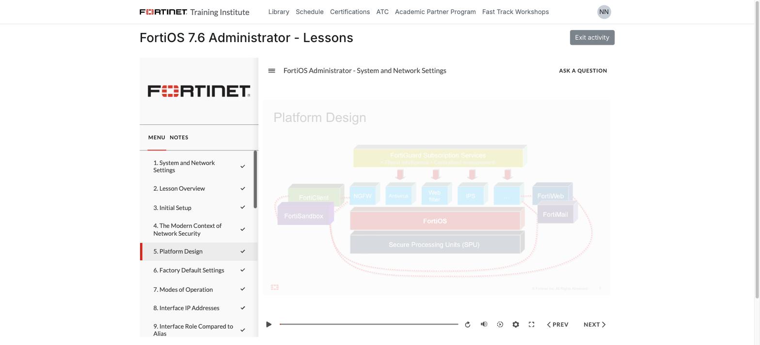 Conception de la plateforme FortiGate